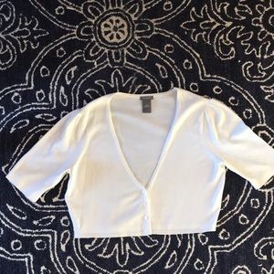 Cropped white cotton sweater